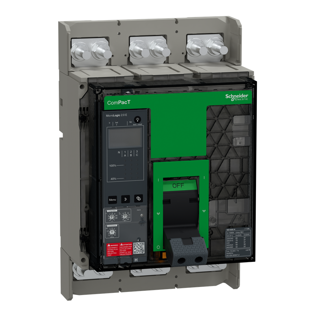 ComPacT NS1600H - disjoncteur - MicroLogic 2.E 1600A - 3P - 70kA - fixe - manuel