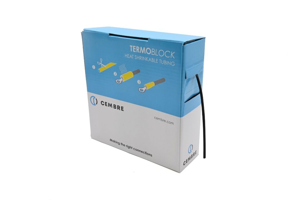 Gaine thermo 2:1 en cassette 2,4 mm av. rétreint L 20 m noire