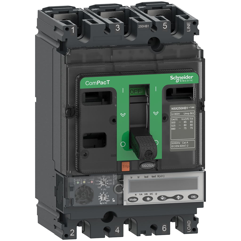 ComPacT NSX250R - Disjoncteur - MicroLogic 6.2E 100A - 3P3D - 200kA - fixe