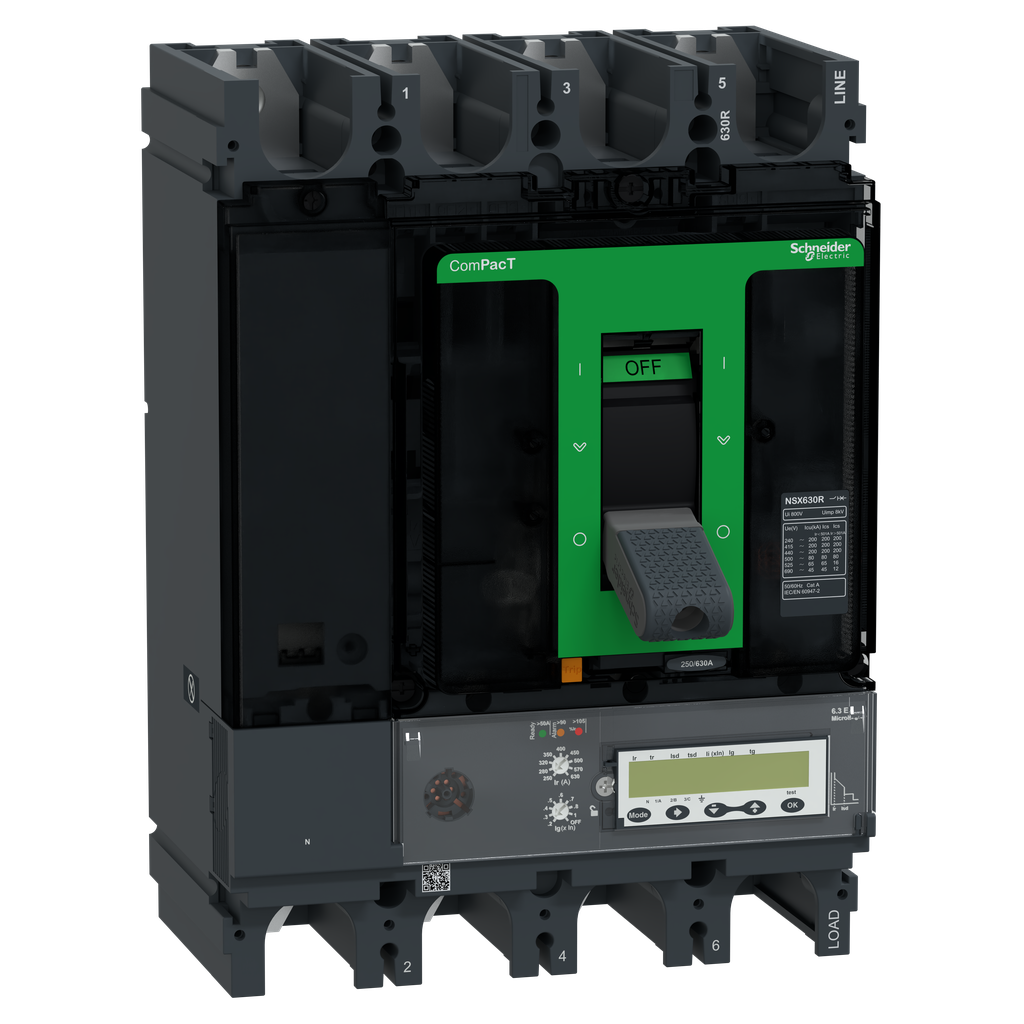 ComPacT NSX630R - Disjoncteur - MicroLogic 6.3E 630A - 4P4D - 200kA - fixe