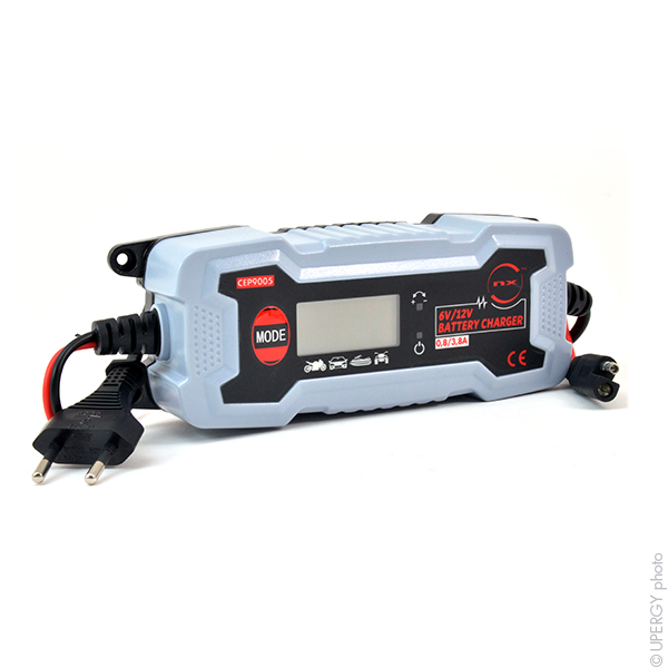 Unité(s) Chargeur plomb/LiFePO4 LCD NX 6V/12V 0,8A/3,8A - pinces crocodiles + pr