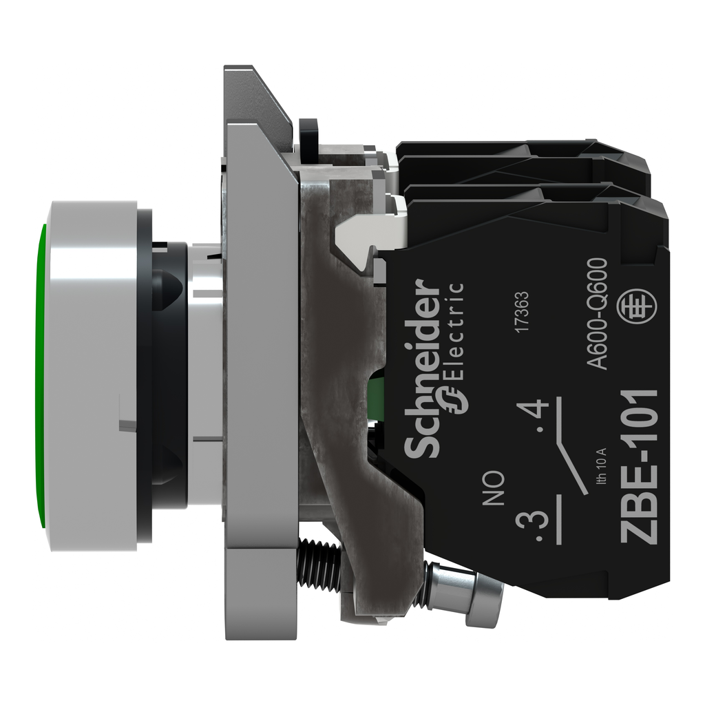 Harmony XB4 - bouton poussoir à impulsion - Ø22 - vert - 1O+1F - vis étrier