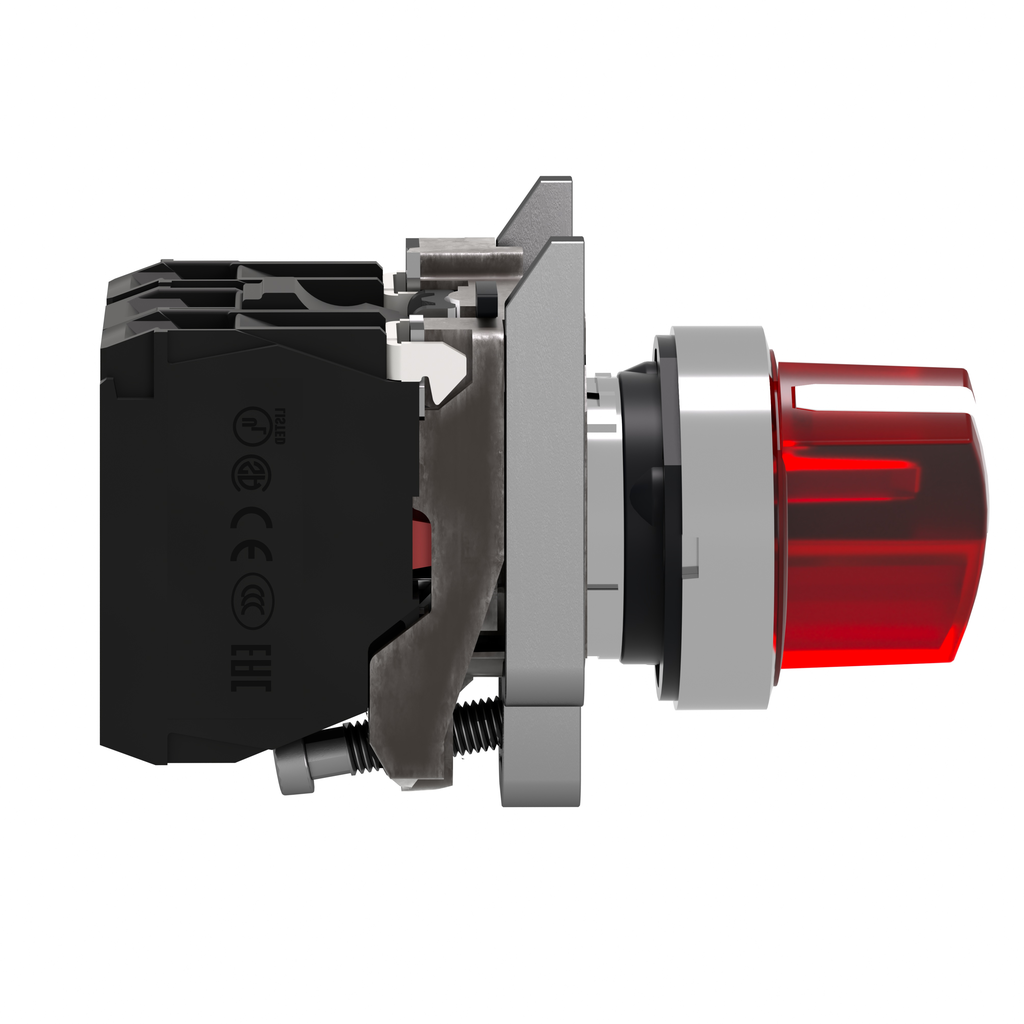 Harmony XB4 - bouton à manette lum - Ø22 - 2 pos fix - rouge - 1O+1F - 230V