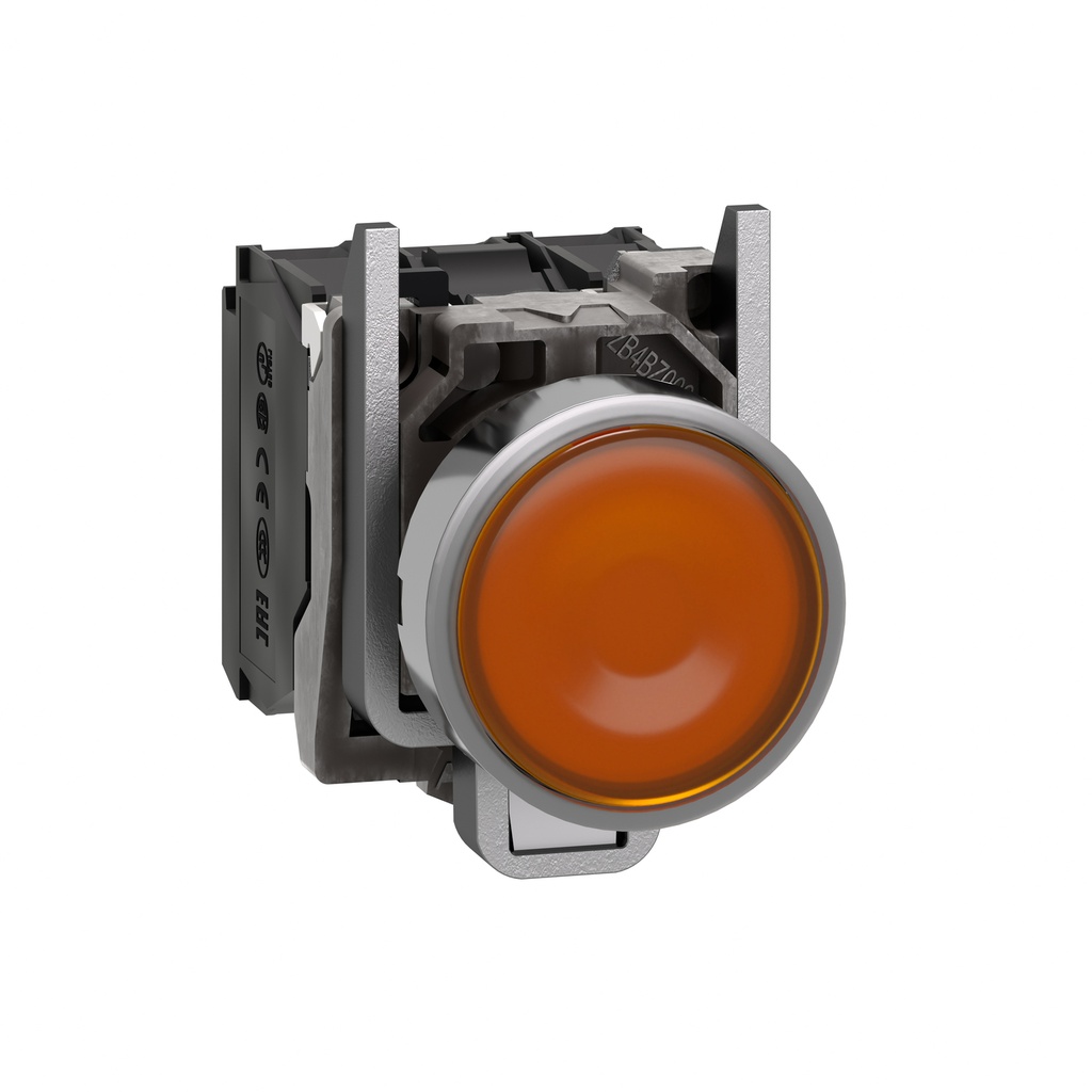 Harmony XB4 - poussoir lumineux LED - 1F+1O - orange - Ø22 - 230VAC