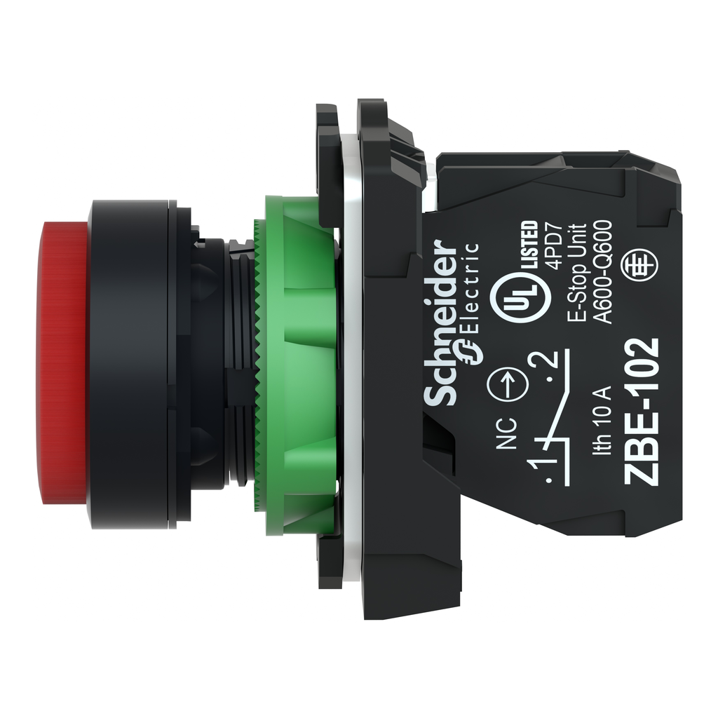 Harmony XB5 - bouton poussoir à impulsion - Ø22 - dépassant - rouge - 1O