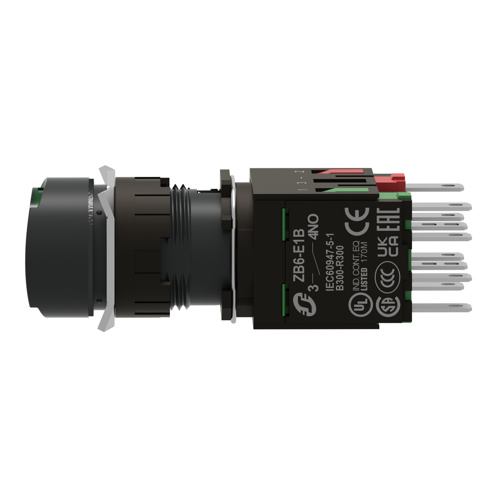 Harmony XB6 - bouton-pous. lum. - Ø16mm - à imp. affleurant - 24V - 1O+1F - vert