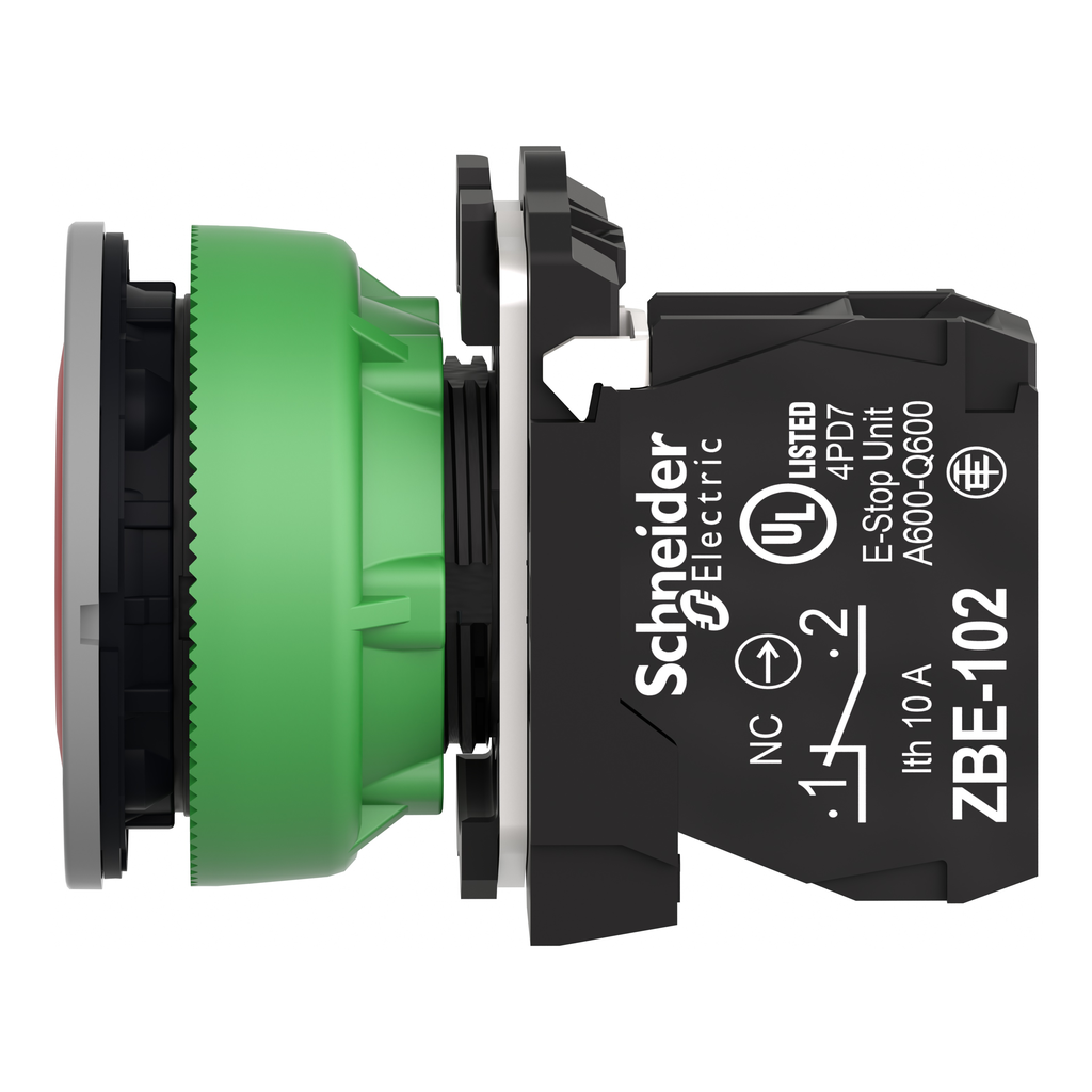 Harmony XB5 - bouton poussoir à impulsion - Ø22 - col flush grise - rouge - 1O