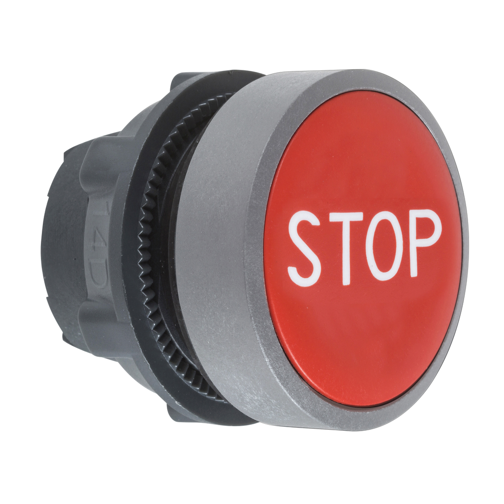 Harmony XB5 - tête de bouton poussoir - Ø22 - col grise - marqué 'STOP' - rouge