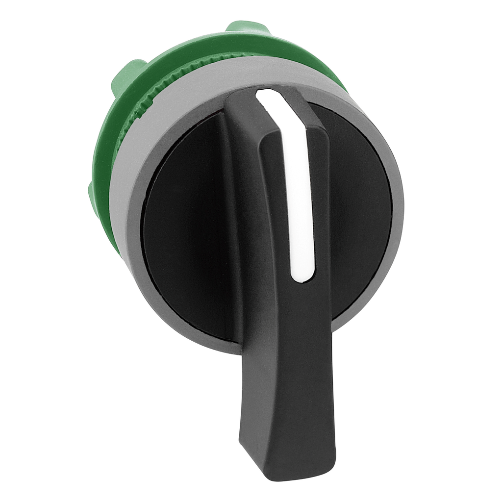 Harmony XB5 - tête bouton tournant crosse - Ø22 - col grise - 3 pos rap C - noir