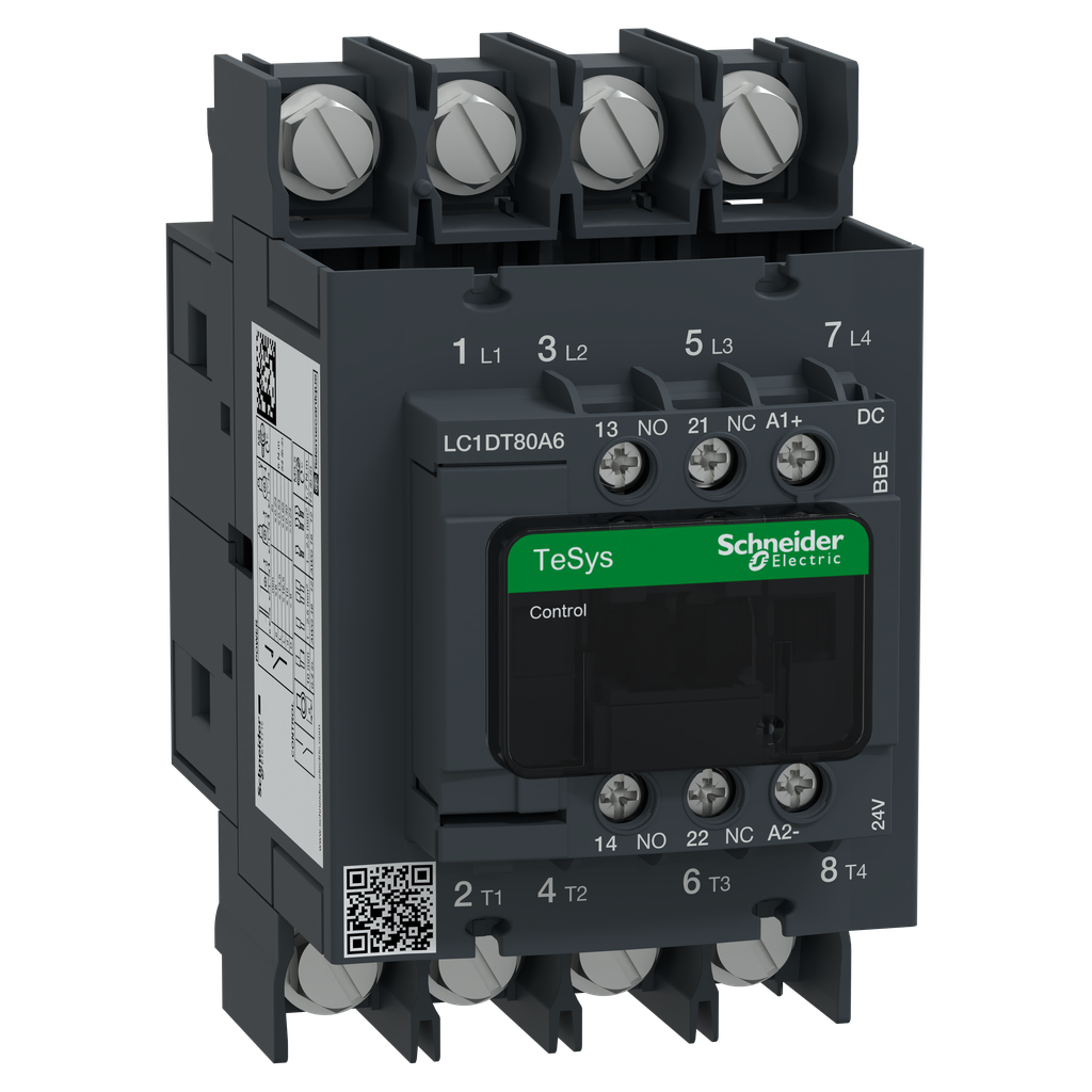 TeSys D Green - contacteur 4P (4NO) 80A - 24VCC - basse conso - cosses