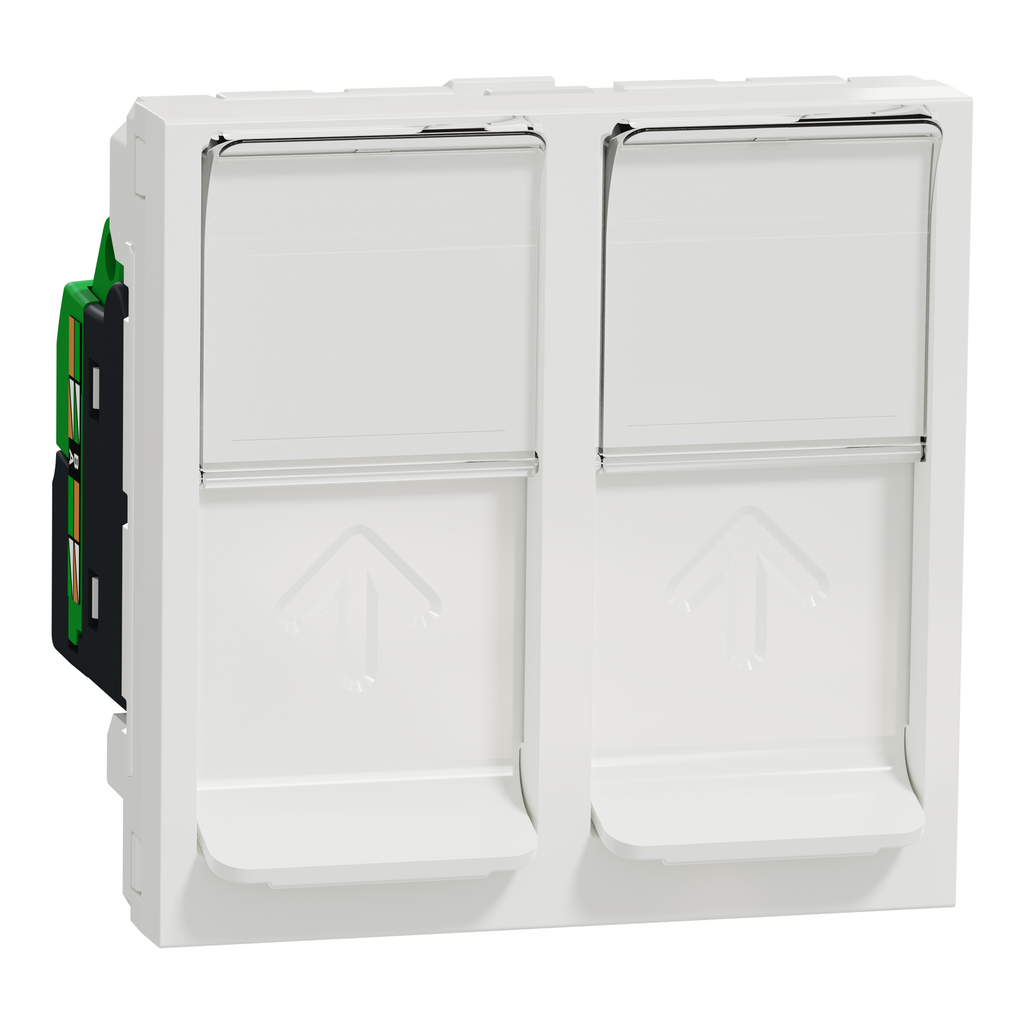 Unica - prise RJ45 double - cat 5 UTP - 2 mod - Blanc - méca seul