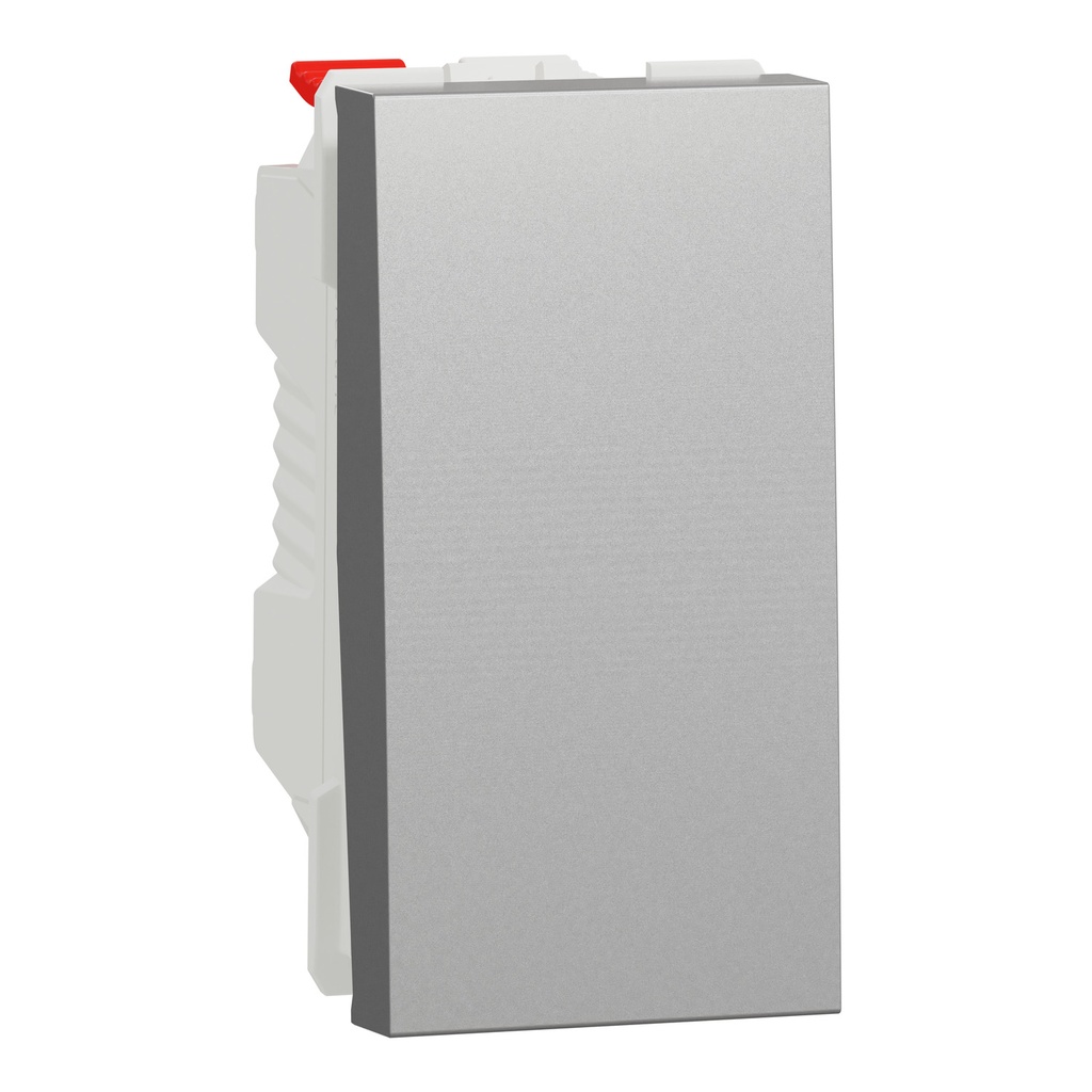 Unica - bouton-poussoir NO - 10A - connex rapide - 1 mod - Alu - méca seul
