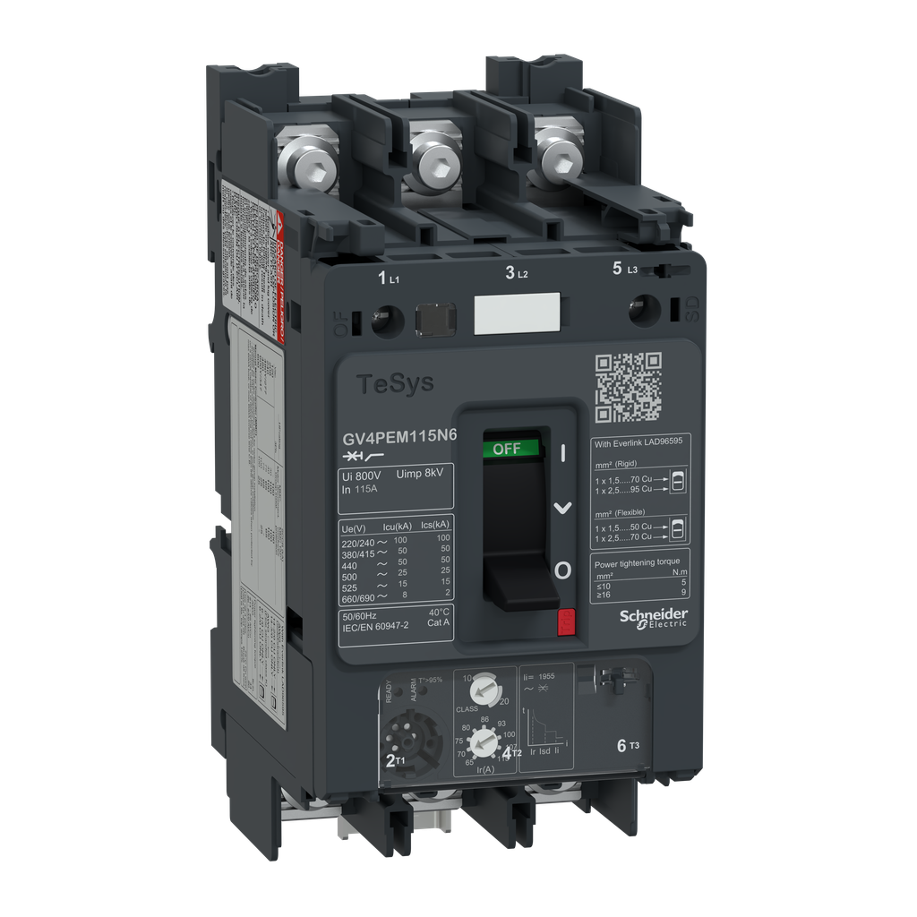 TeSys GV - disjoncteur magnéto-thermique - In 115A - 50kA - cosses fermées