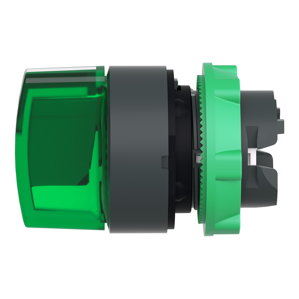 Harmony XB5 - tête bouton à manette lumineux - Ø22 - 3 pos rap DC - vert