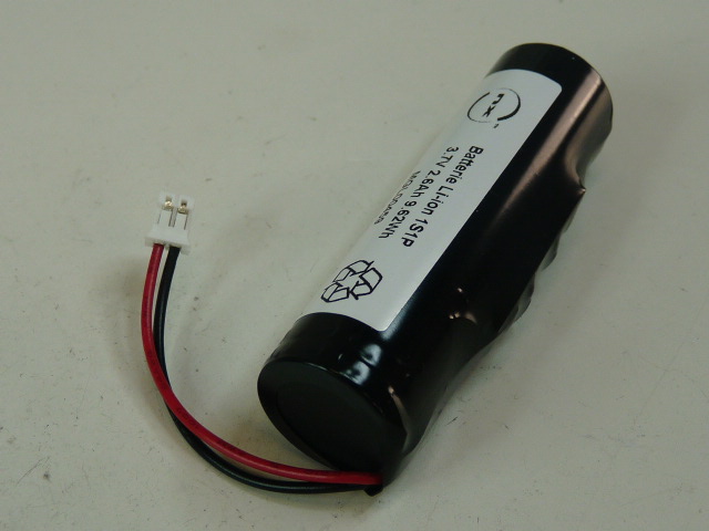 Pack(s) Batterie Li-Ion 1x 18650 1S1P 3.6V 2.6Ah JST