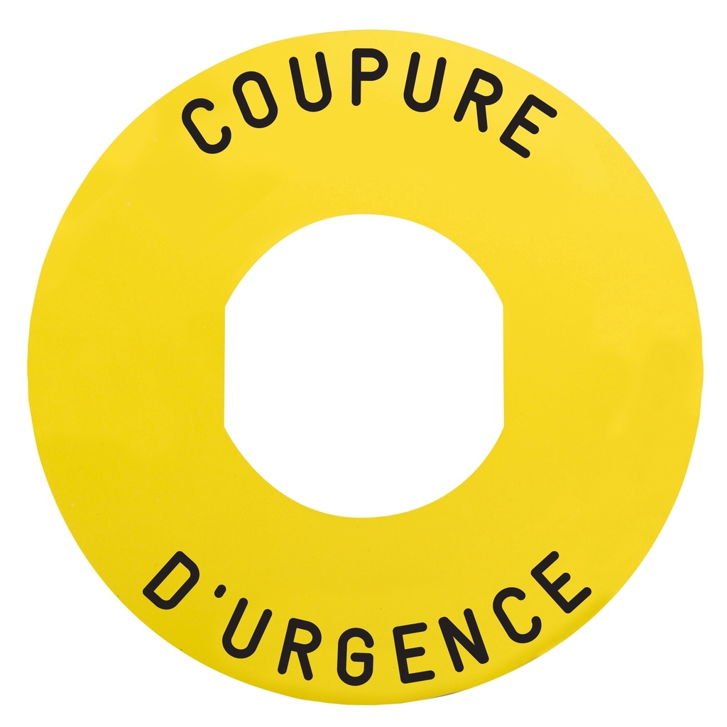 Harmony - étiquette plate - jaune - 'COUPURE D'URGENCE' - Ø60