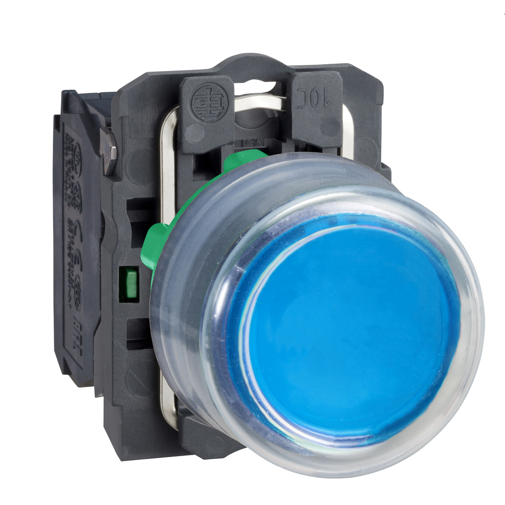 Harmony XB5 - bouton poussoir à impuls - Ø22 - capuchonné - bleu - 1F - vis étr