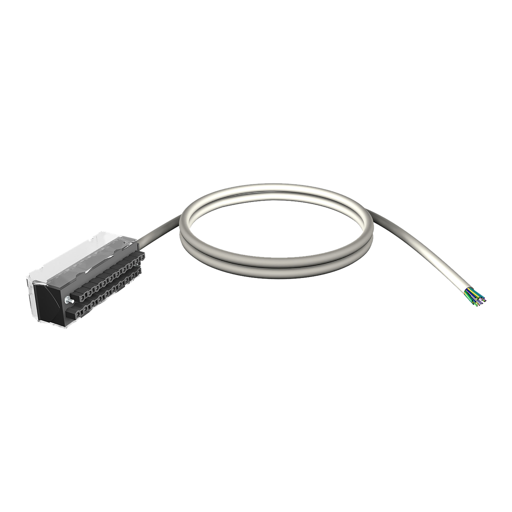 Modicon X80 - cordon blindé - conn. 20 contacts - fils volants 1 extrémité - 5m