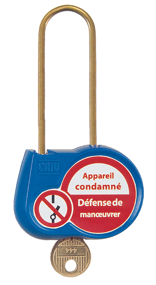 Cadenas bleu anse 70mm diamètre 4mm clé 222-"Appareil condamné".