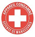 Macaron PVC de signalisation "APPAREIL CONDAMNÉ" Ø 33 mm. Code Enedis : 3700104.