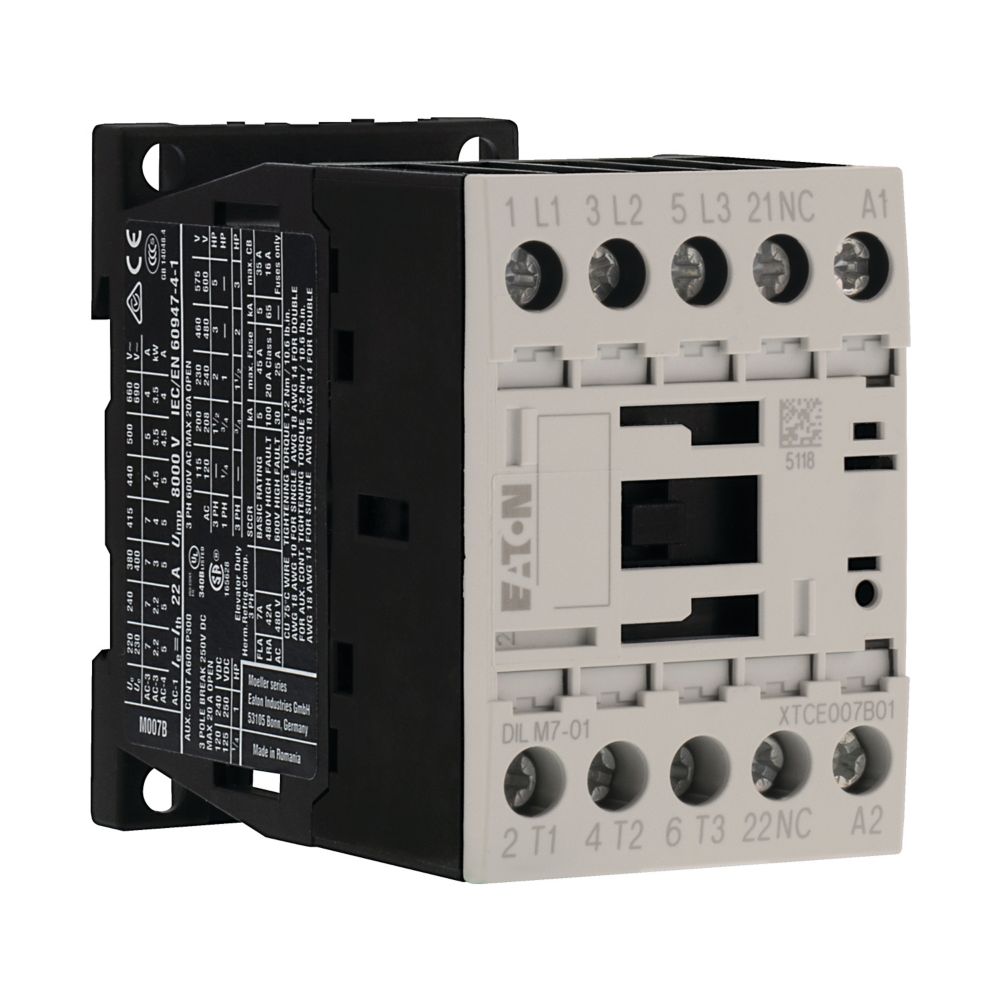 Contacteur de puissance, 3p+1O, 3kW/400V/AC3