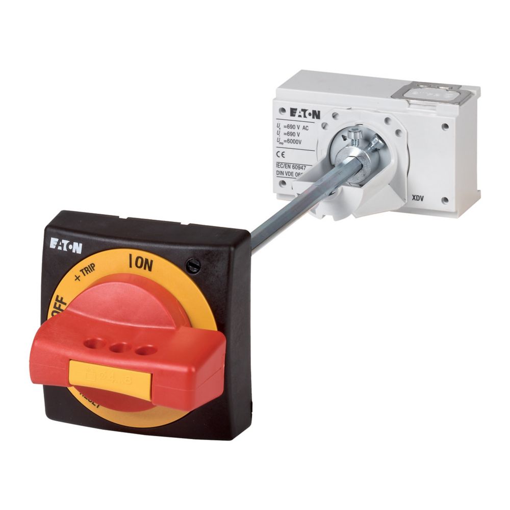 Poignée rotative à commande rompue, rouge-jaune pour arrêt d'urgence, taille 1