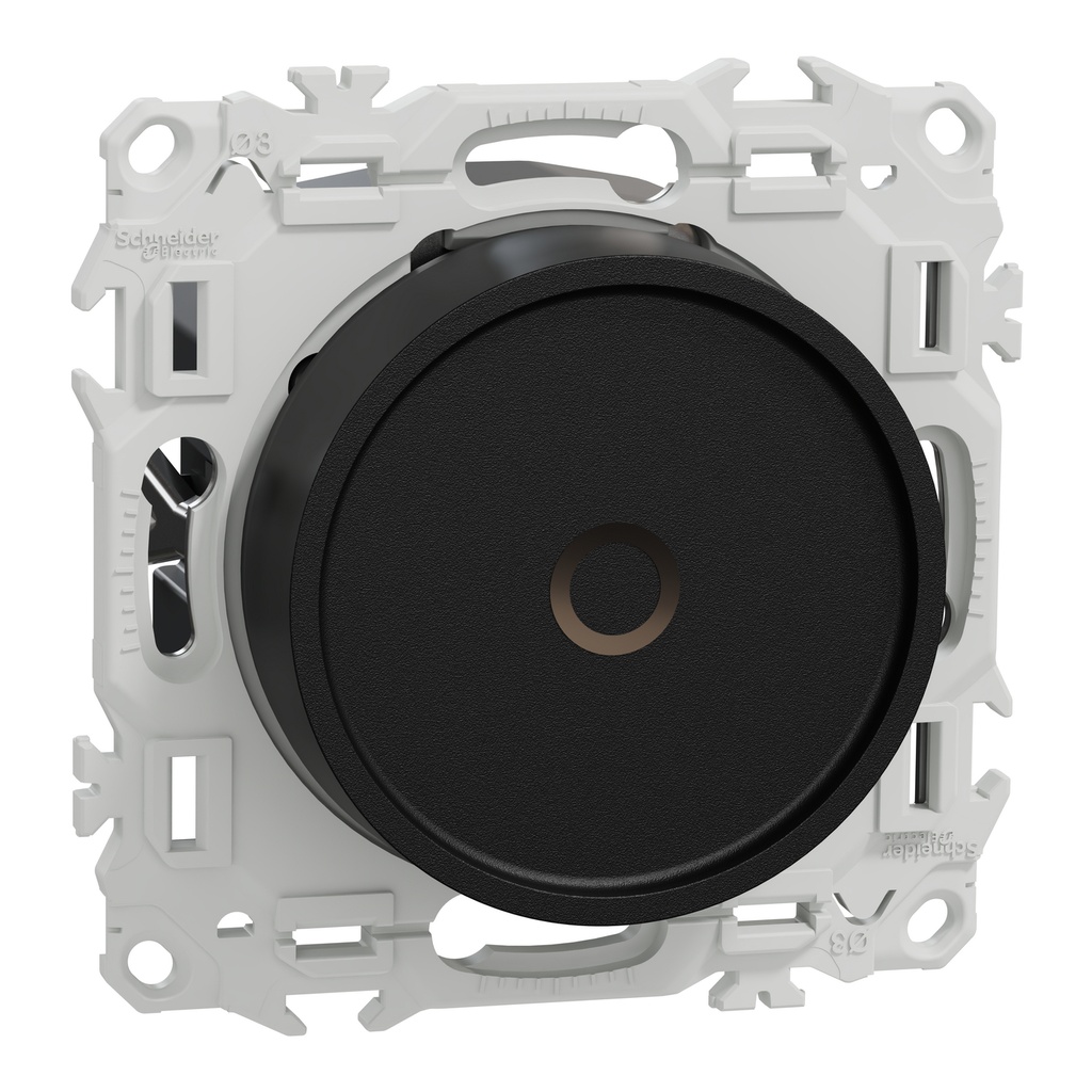 Odace - variateur de lumière universel 2 ou 3 fils - rotatif - noir onyx