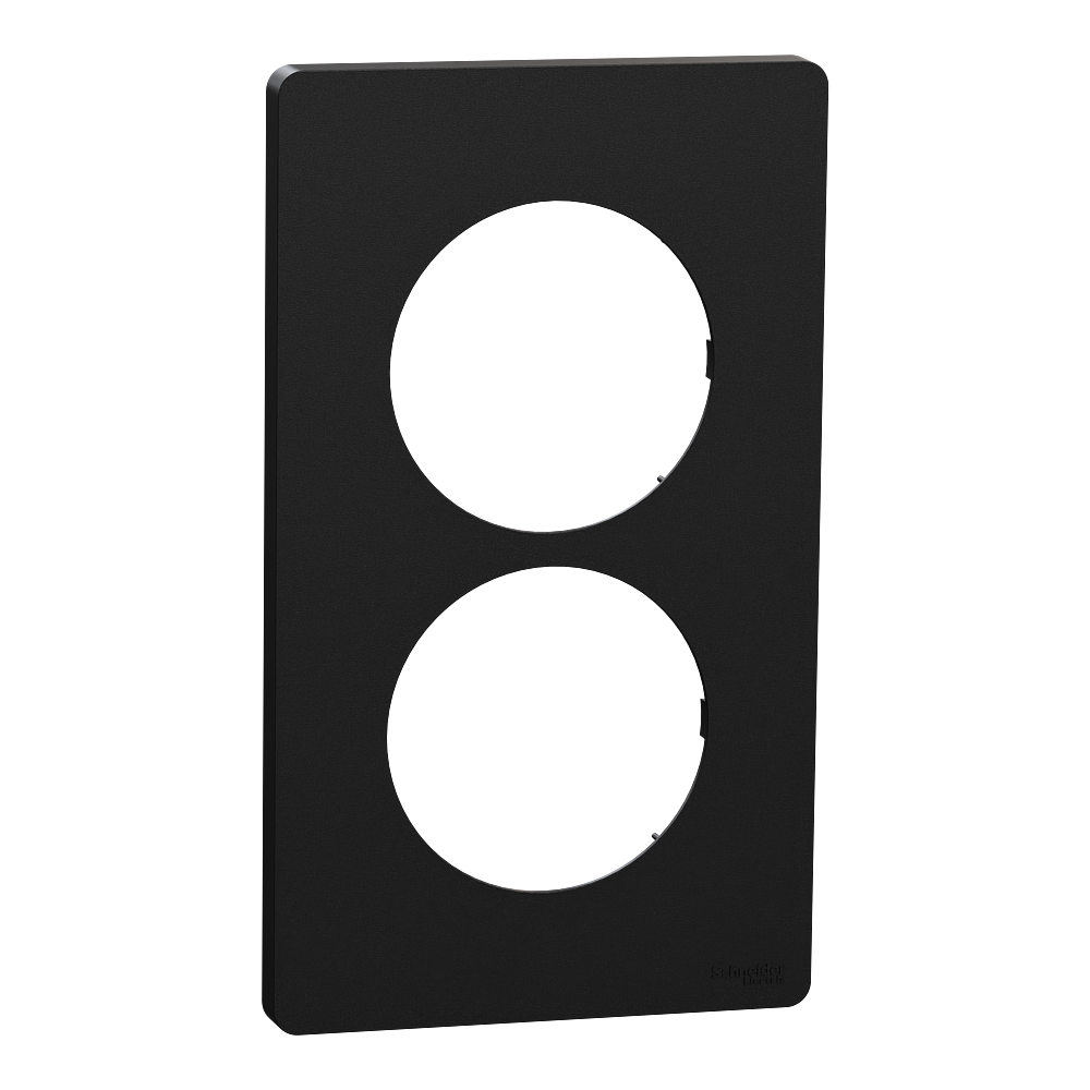 Odace Architecte - plaque 2 postes entraxe spécifique 57mm - Noir onyx
