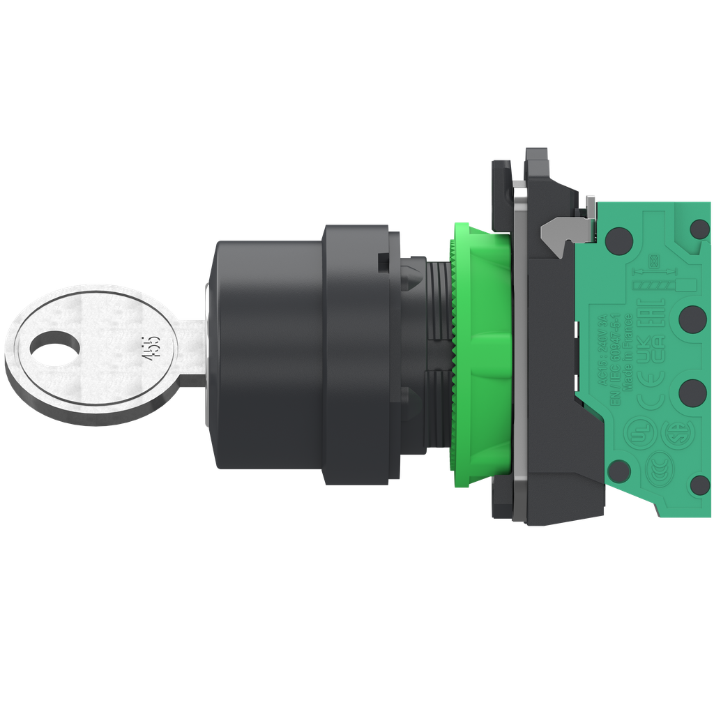 Harmony XB5 - bouton à clé 455 - Ø22 - 2 pos fix - retr G - 1F - Push In
