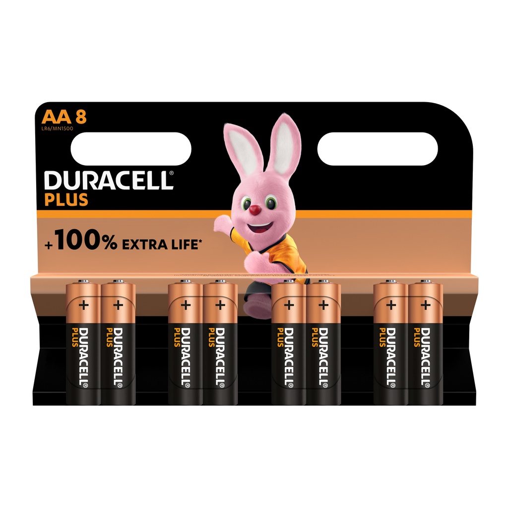 Blister(s) x 8 Pile alcaline blister x8 Duracell Plus 100%  LR6 - AA 1.5V 2.7Ah