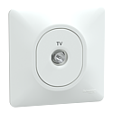 Ovalis - prise TV simple - Blanc - griffes montées - avec plaque