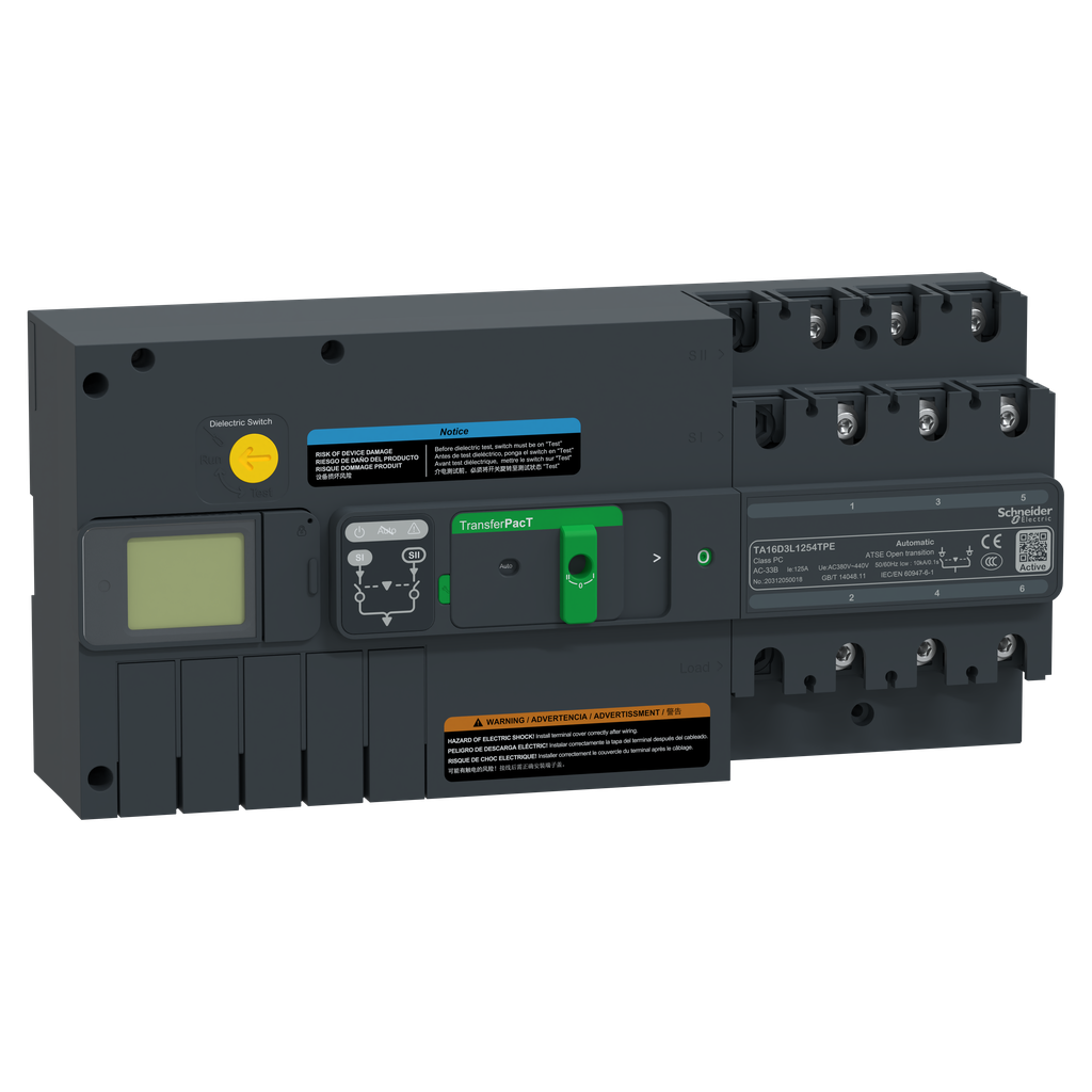 TransferPacT Active TA160 - inverseur de sources - LCD - 125A - 3P - 400Vca