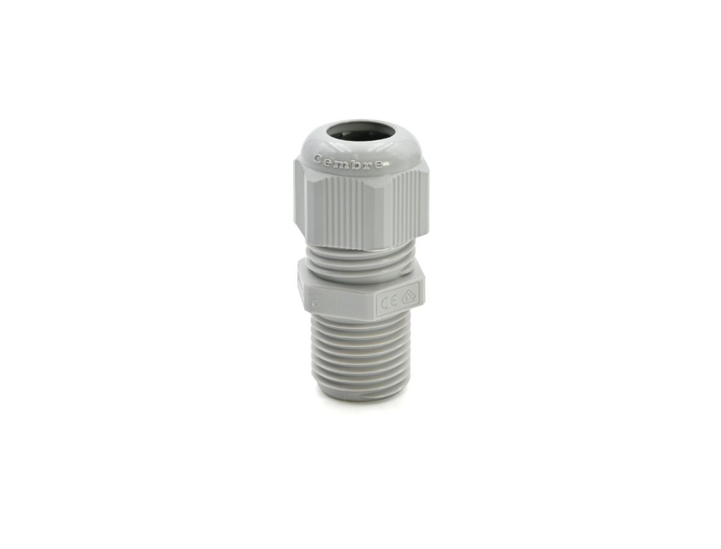 Presse-étoupe filetage long en polyamide IP68 ISO 20 gris (RAL 7035)