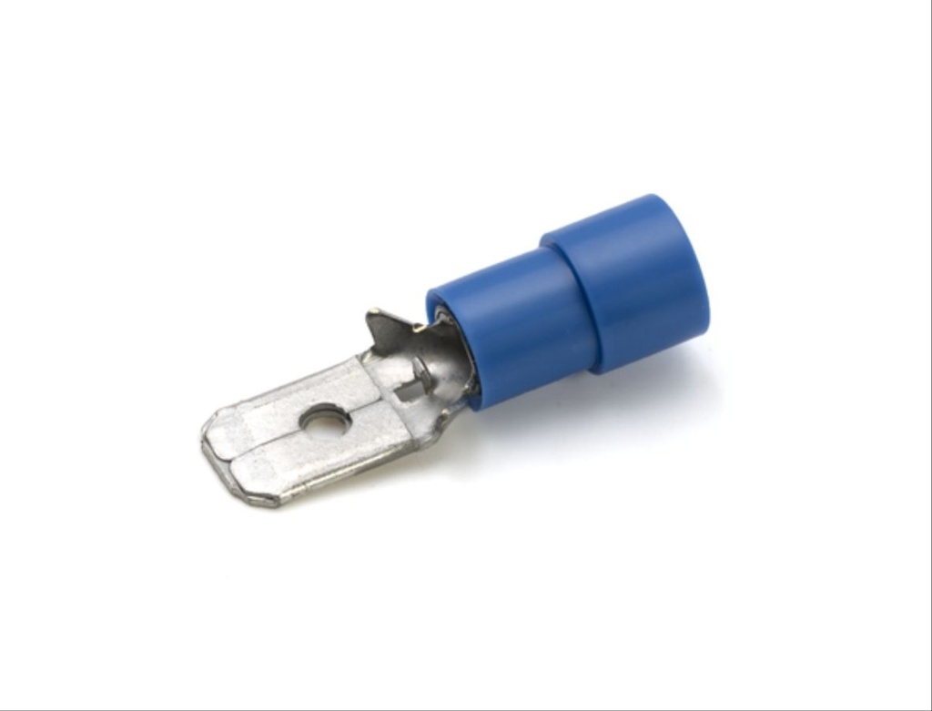 Clip partiellement isolé mâle bleu (1,5 à 2,5 mm²) - 6,3 x 0,8 mm