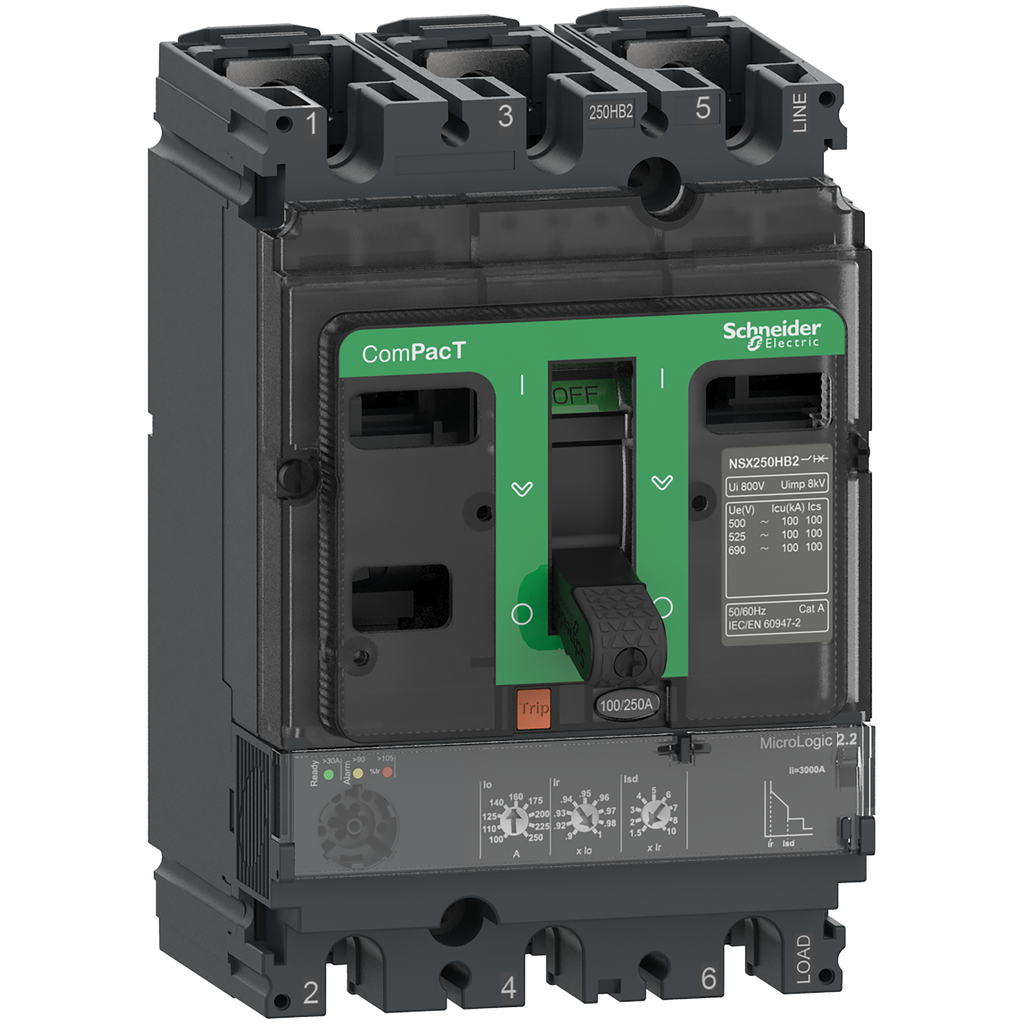 ComPacT NSX250HB1 - Disjoncteur - MicroLogic 2.2 160A - 3P3D - 75kA - fixe