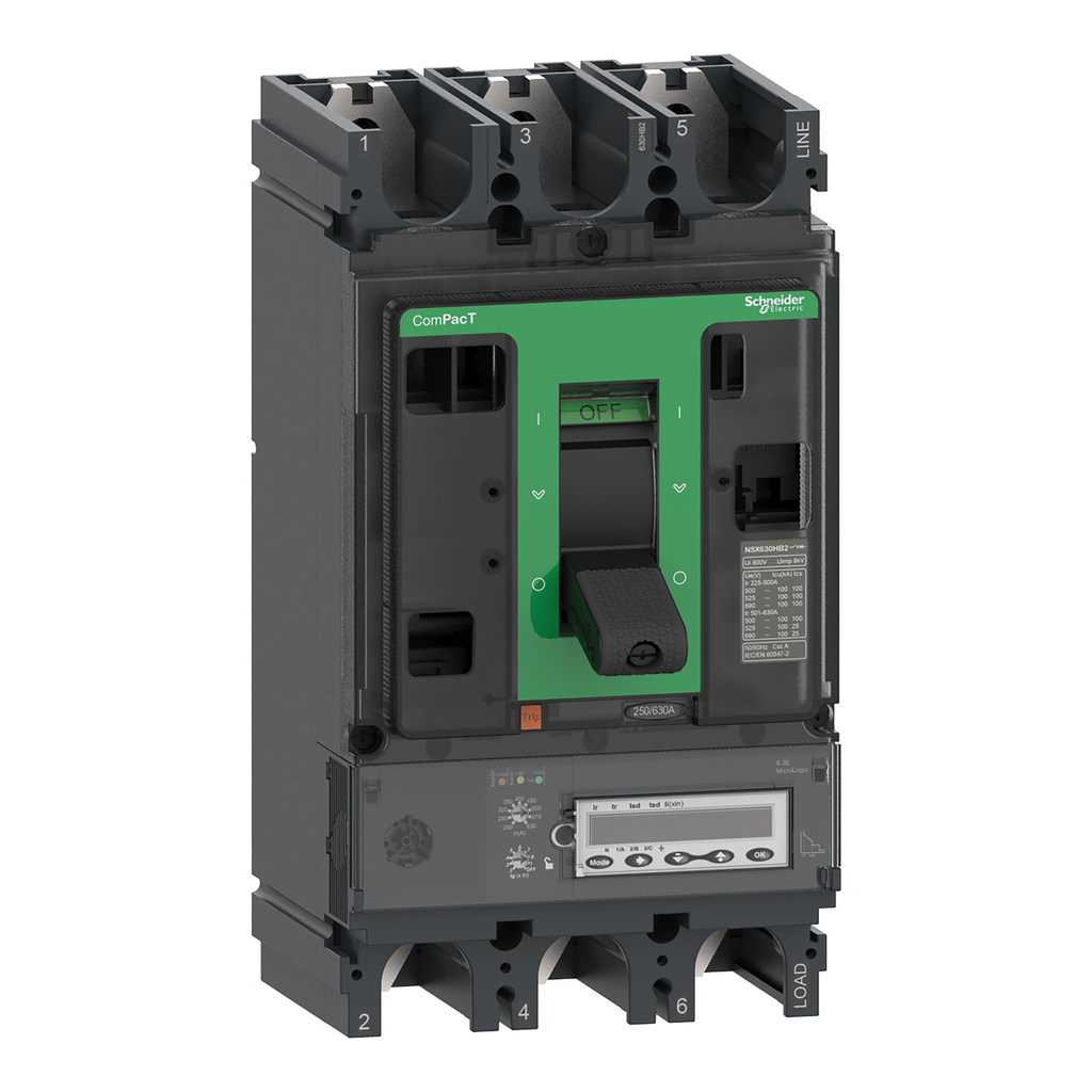ComPacT NSX630HB2 - Disjoncteur - MicroLogic 6.3EM 500A - 3P3D - 100kA - fixe