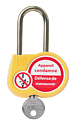 Cadenas jaune anse 50mm diamètre 6mm clé à définir.