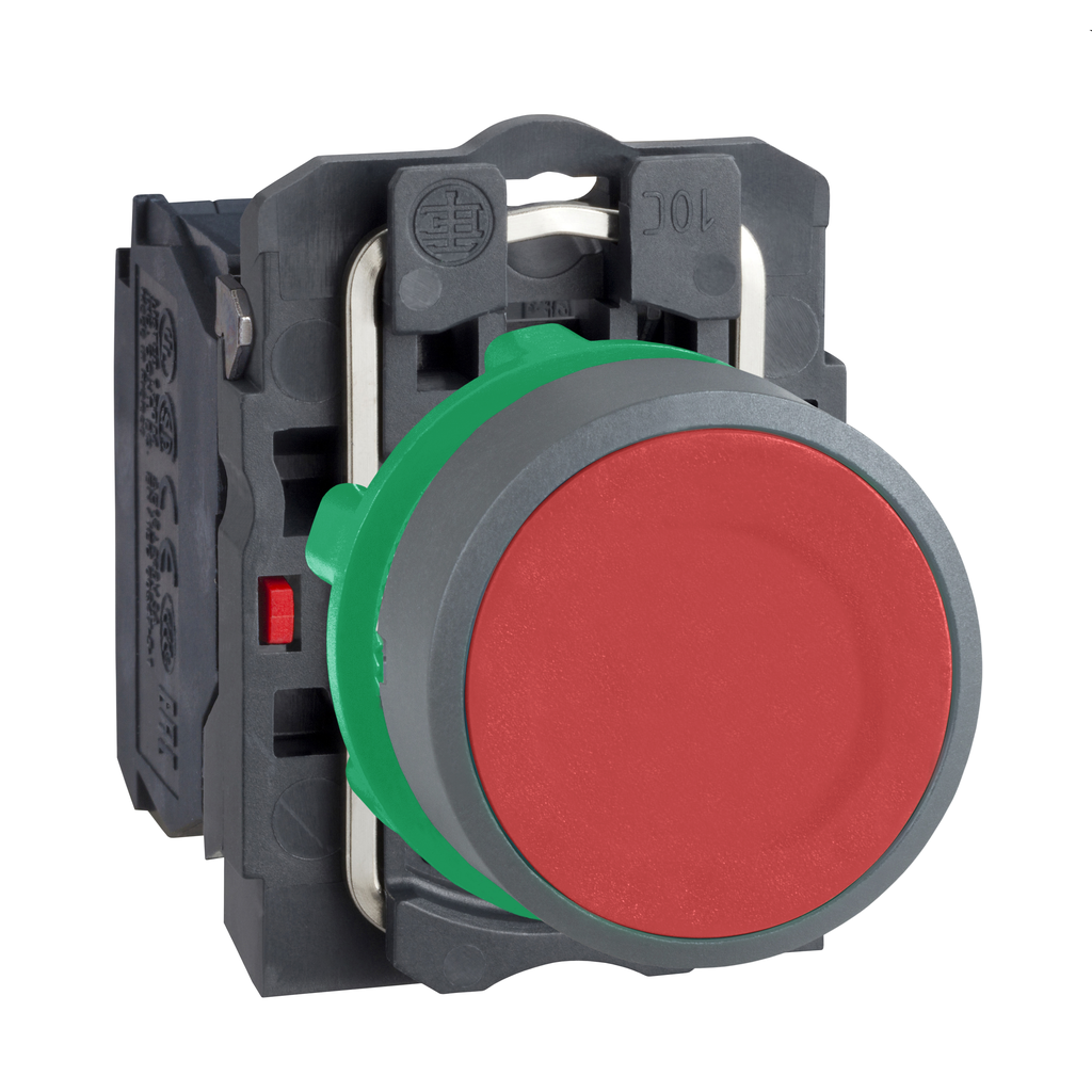 Harmony XB5 - bouton poussoir à impulsion - Ø22 - col grise - rouge - 1O - vis