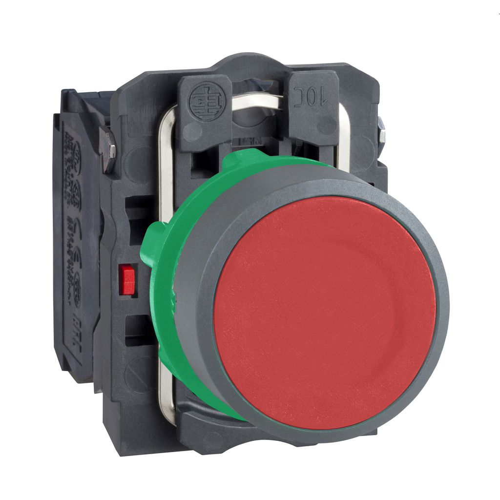 Harmony XB5 - bouton poussoir à impulsion - Ø22 - col grise - rouge - 1O+1F