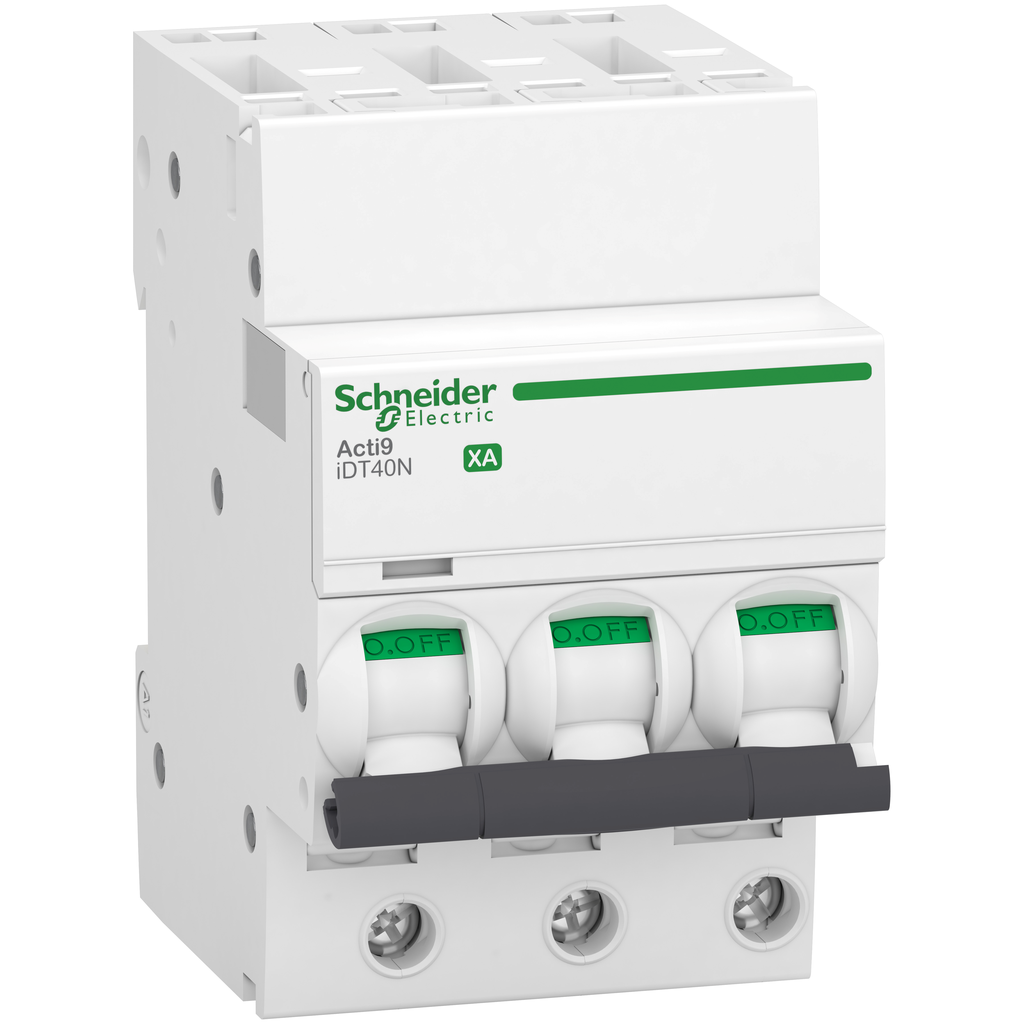 Acti9 iDT40N XA - Disjoncteur modulaire - auto/vis - 3P - 40A - C - 6000A/10kA