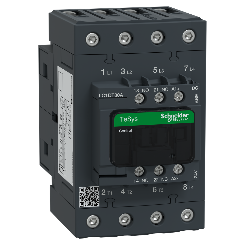 TeSys D Green - contacteur 4P (4NO) 80A - 24VCC - basse conso - bornes/vis