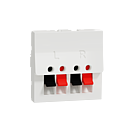 Unica - prise haut-parleur 2 sorties rouge + noir - 2 mod - Blanc - méca seul