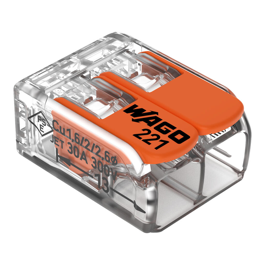 Borne WAGO 221 2x6mm² à leviers souple & rigide