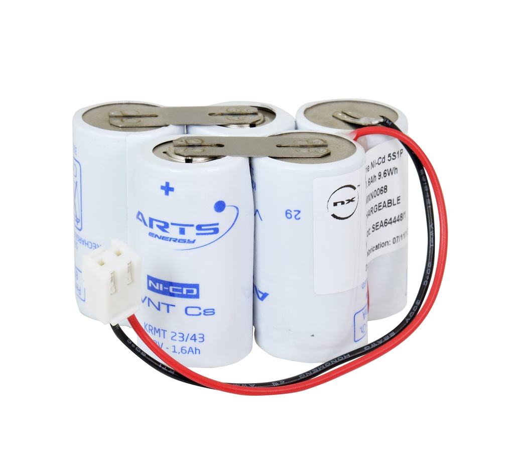 Pack(s) Batterie eclairage secours 5 x SC 5S1P ST7 F100 6V 1.6Ah JST