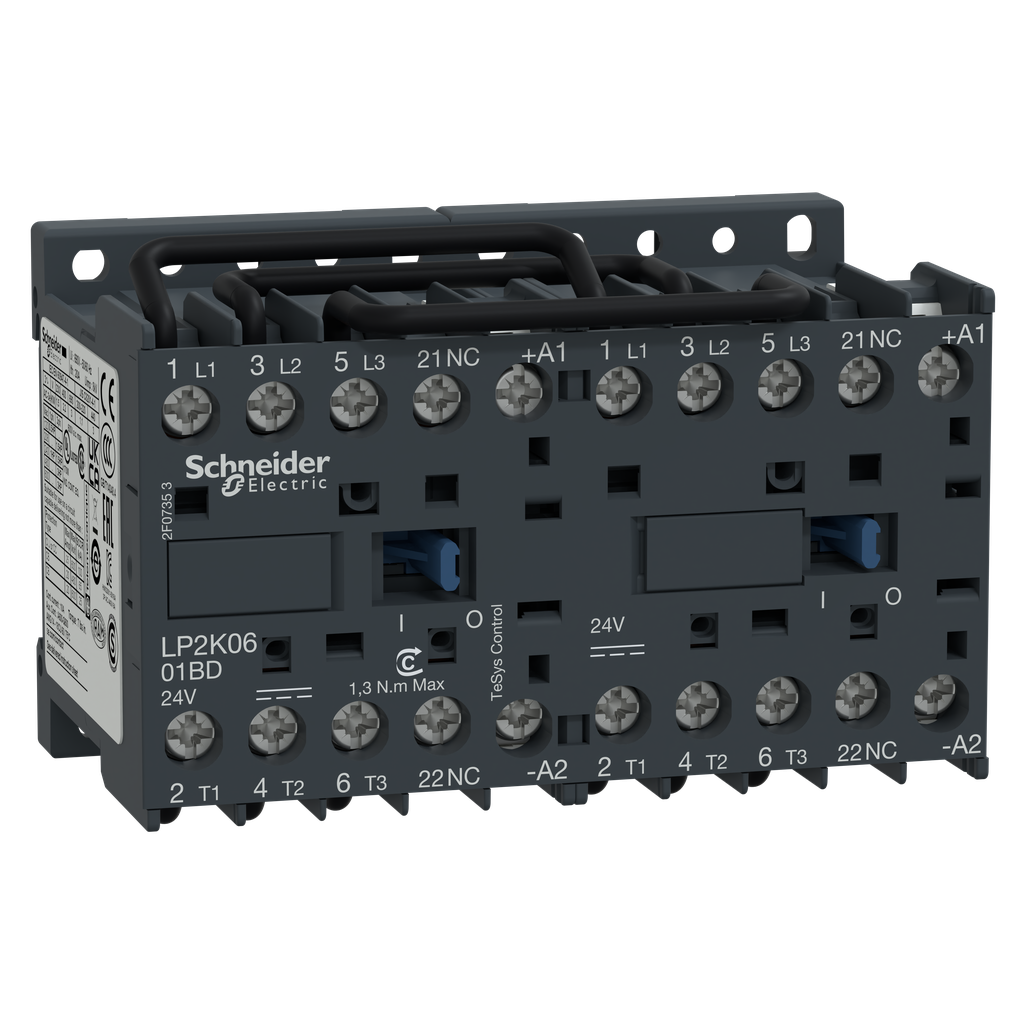 TeSys LP2K - contacteur inverseur - 3P - AC-3 440V - 6A - bobine 24Vcc