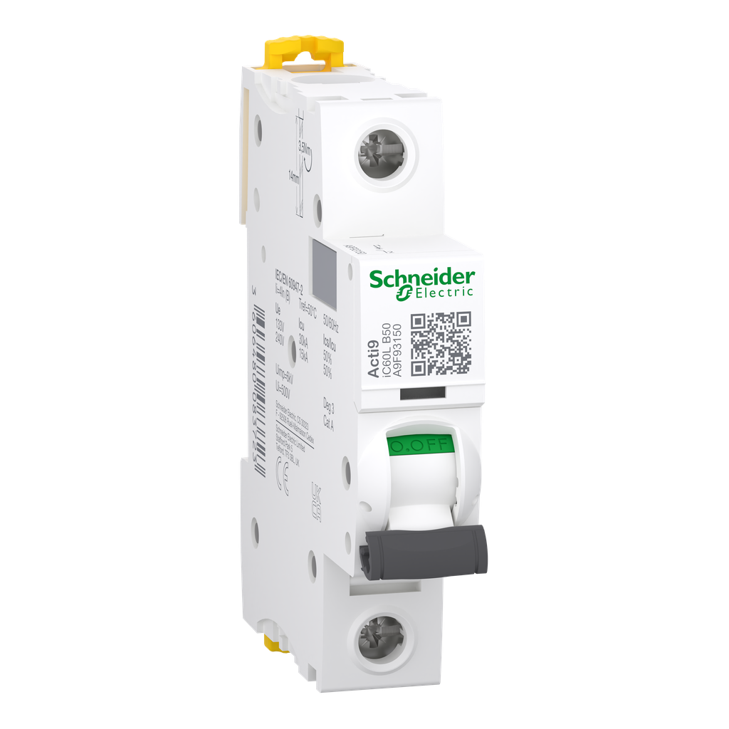 Acti9 iC60L - Disjoncteur - 1P - 50A -  Courbe B - 230Vac - 15000A/15kA