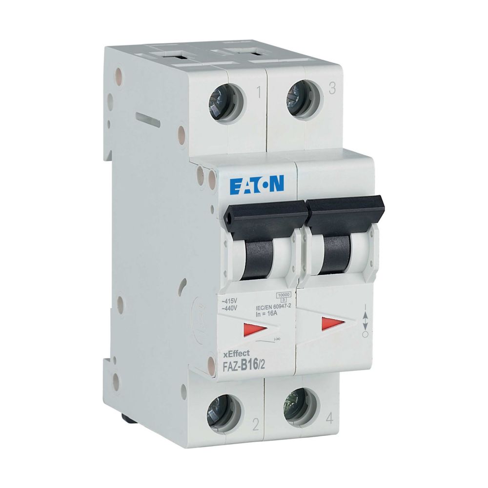 Disjoncteur modulaire FAZ, 16A, 2P, 15kA (IEC/EN 60947-2), courbe B