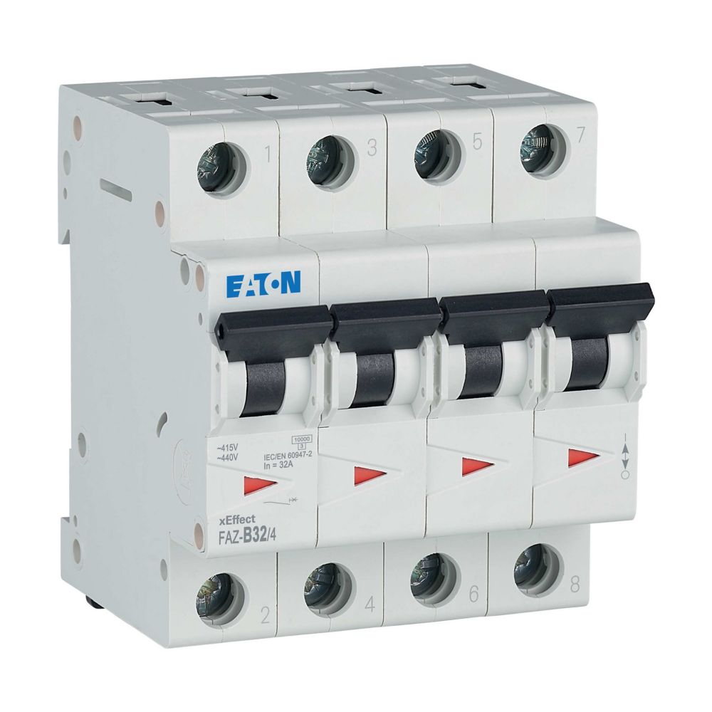 Disjoncteur modulaire FAZ, 32A, 4P, 15kA (IEC/EN 60947-2), courbe B