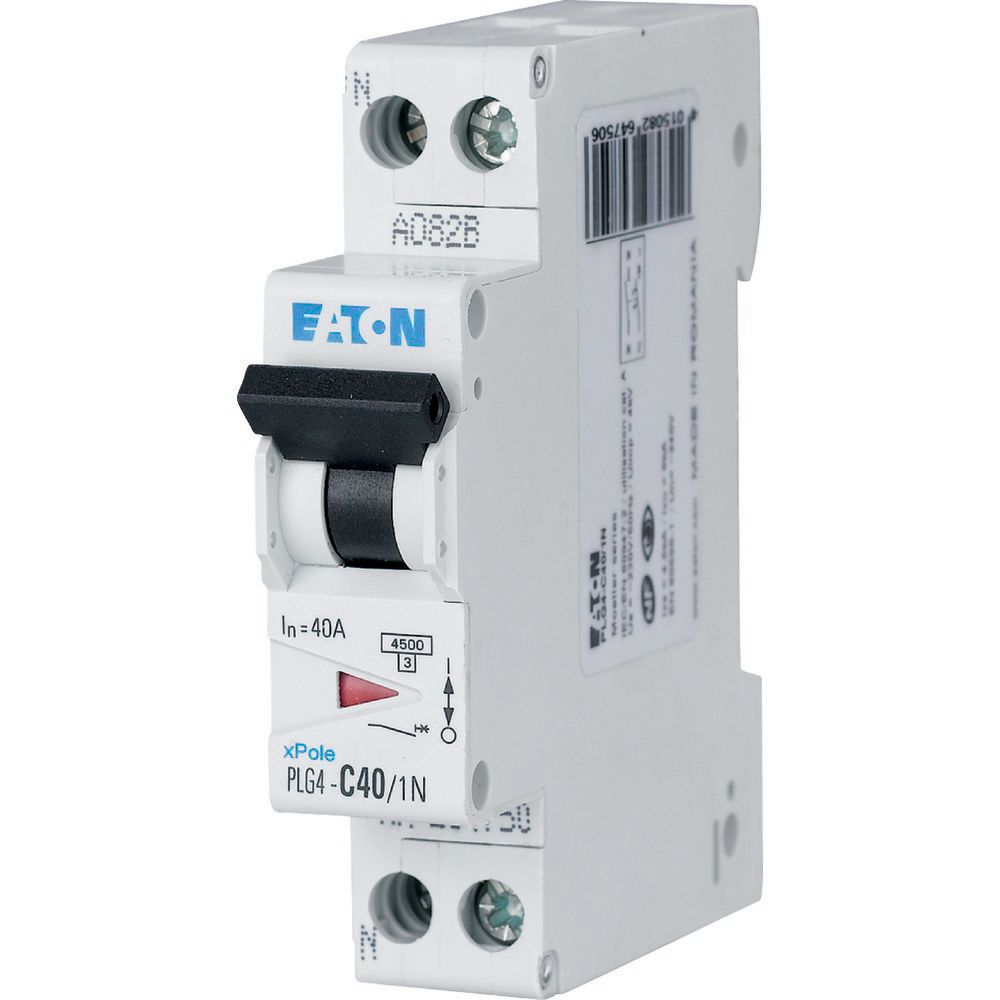 Disjoncteur modulaire, 1P+N, 40A, courbe C, 4,5kA (EN 60898)