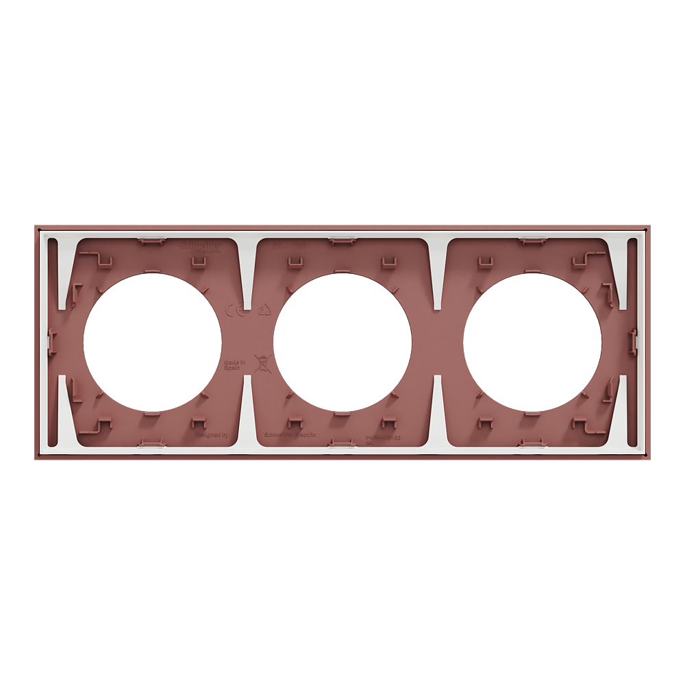 Odace - plaque de finition 3 postes - couleur Rose grenat